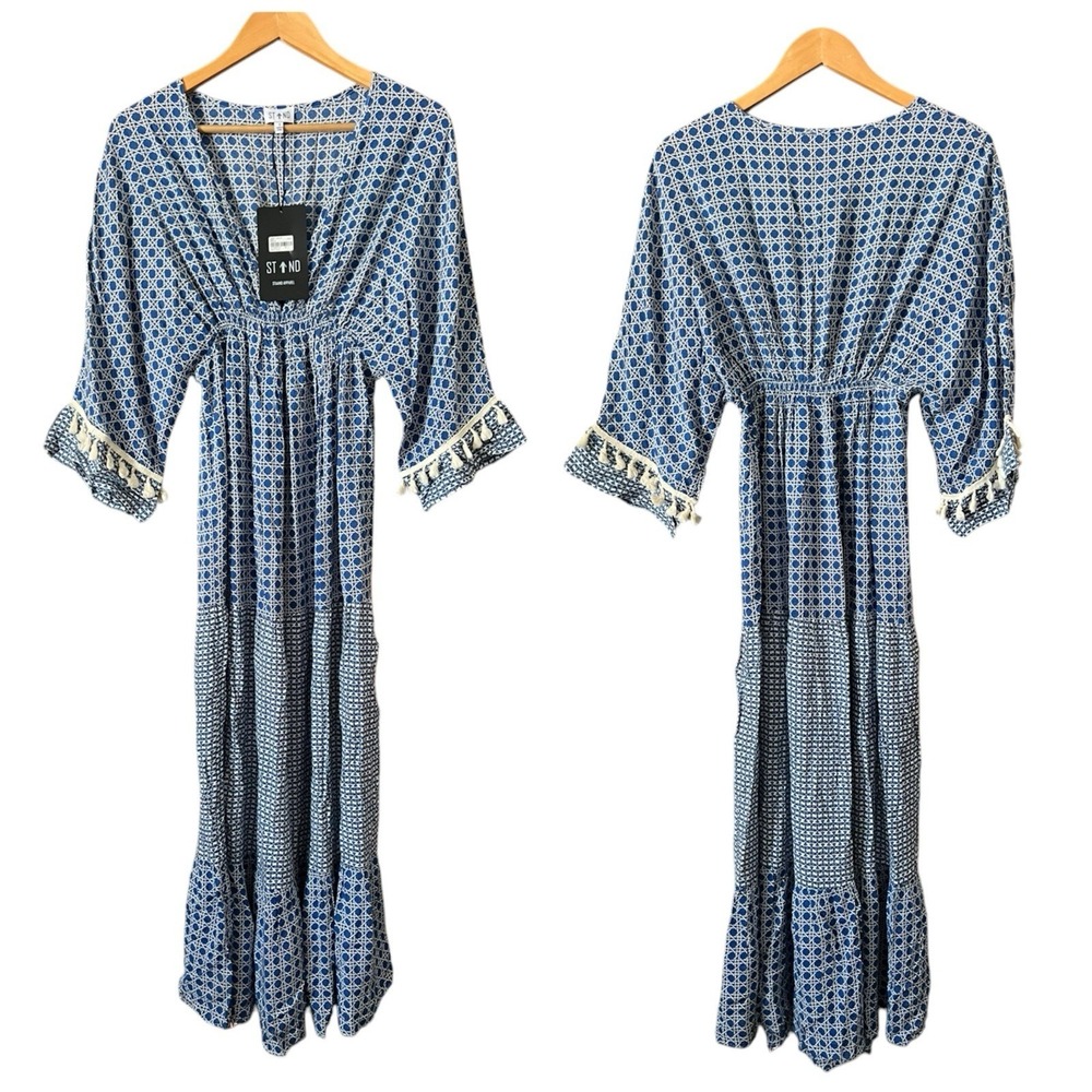 Staand Apparel NWT Maxi Dress Tasseled Size Small Boho Beach Resortwear